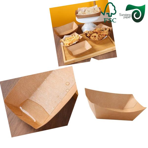FSC Food Grade Brown Kraft Cardboard 230g 15gPE 350g 15gPE For Lunch Box Packaging