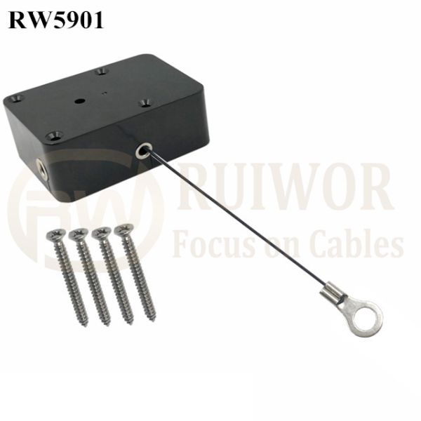 RW5901 Cuboid Heavy Duty Retractable Tether Ratchet Function Optional With Ring Terminal Inner Hole 3mm 4mm 5mm For Option