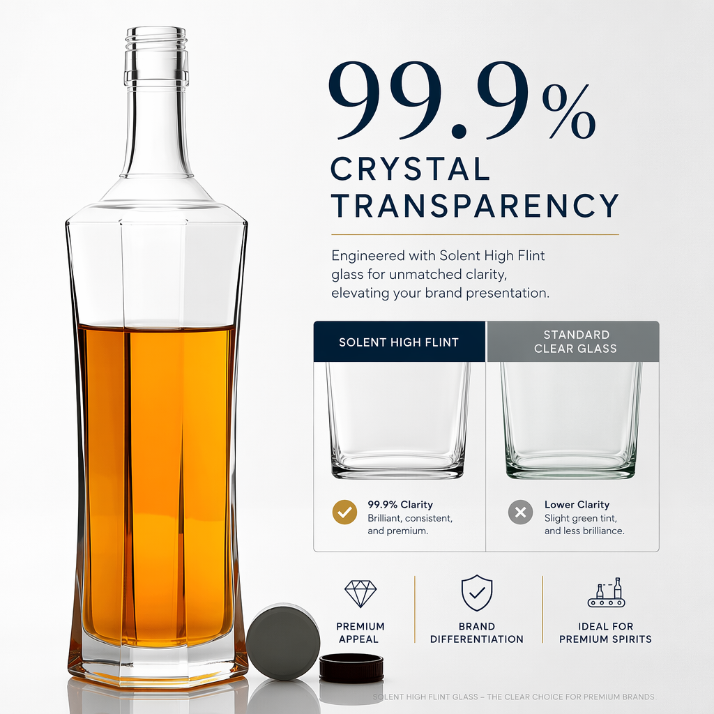 Hexagonal High Flint Glass Liquor Bottle 750ml For Whiskey Vodka Spirits