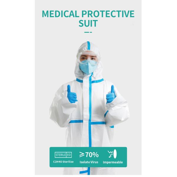 Waterproof Disposable Protective Suits , Virus Protective Clothing CE Certificate