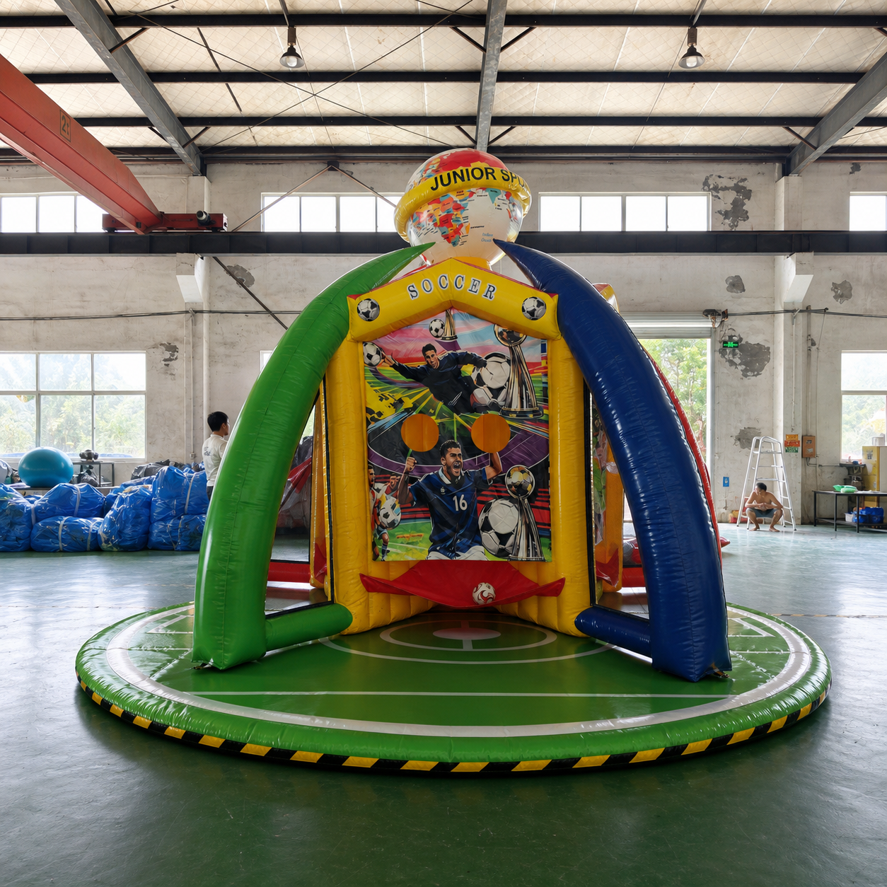Commercial Five-in-One Inflatable Multi-Sport Challenge Station with Basketball Target Games and Reinforced Frame for Events