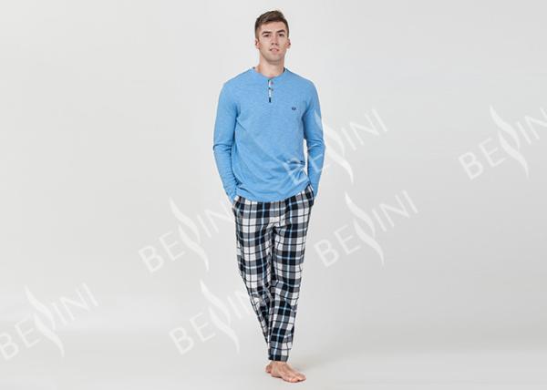 100% Cotton Slub Jersey Fabric Men'S Luxury Pajama Sets , Mens Matching Pajamas