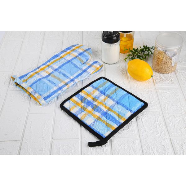 Теплостойкие перчатки печи ткани шотландки и держатель бака с вися обручем