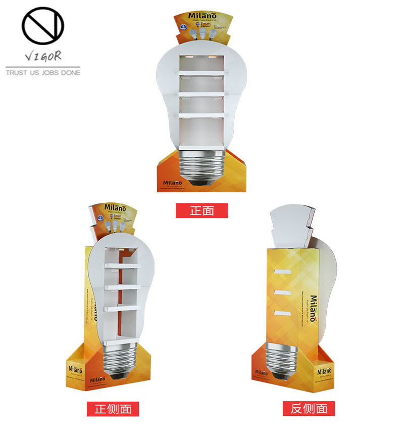 Custom Cardboard Pop Floor Displays for Advertising Retail Shop Lamp Bulb Display