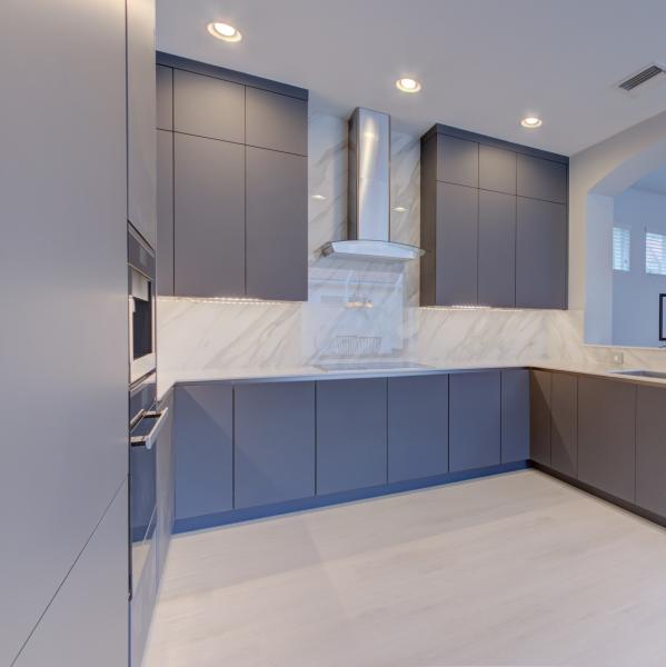 Modern Style Matt Gray PVC Paint Kitchen Cabinet