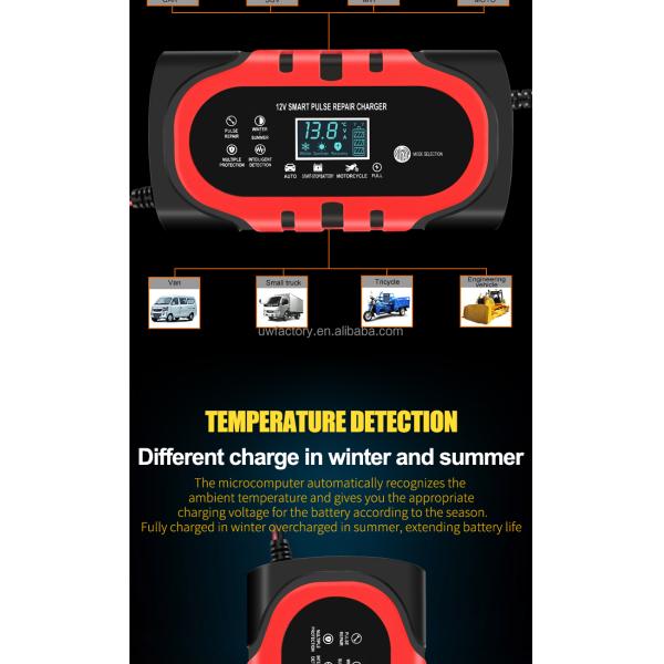 OEM Orders 12V 10A 15A Automatic Charging Smart Auto Charger Portable Car Motorcycle Battery Charger for Lead Acid Battery