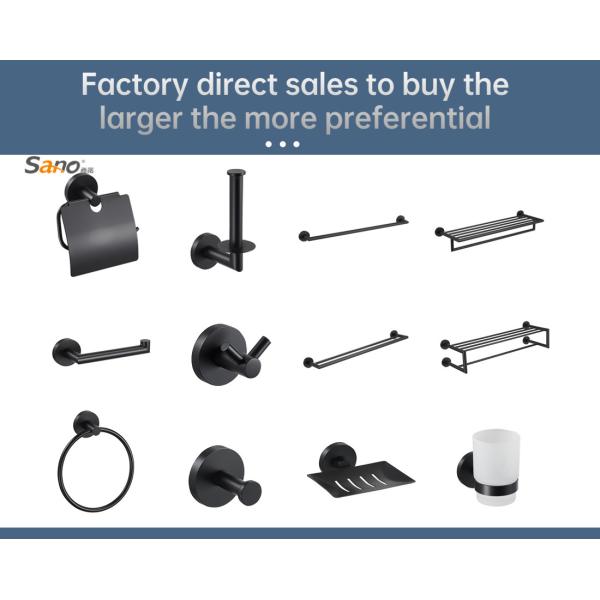 Matte Black 10 Piece Bathroom Hardware Sets Stainless Steel 304 Durable