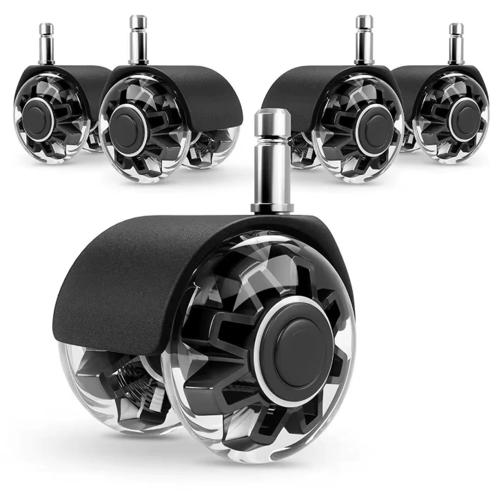 2-Inch Light-Duty Black Nylon Housing Transparen Cast PU Swivel Caster Wheel