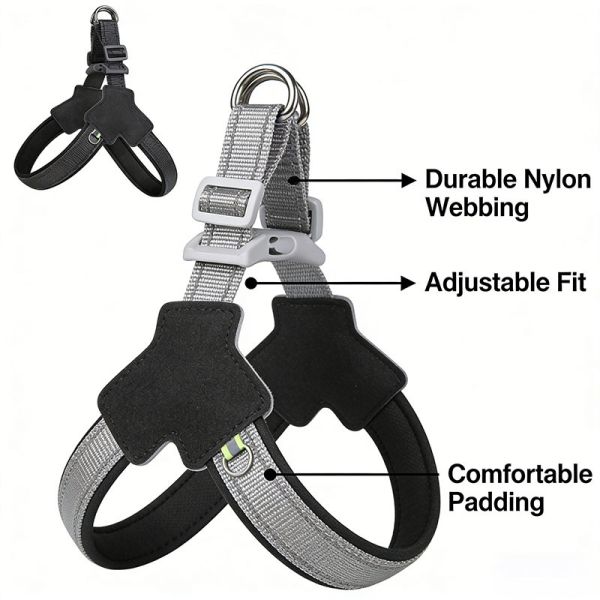 Heavy Duty Reflective Pet Harness, Adjustable Comfortable Anti-Pull Custom Print Dog Outdoor Harness