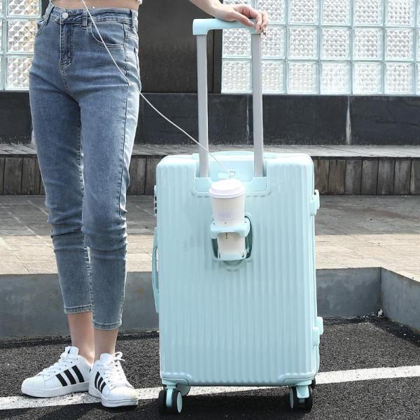 Maleta con portavasos multifunción ABS+PVC 20/24/28 pulgadas, juego de maletas de viaje con ruedas giratorias, equipaje de mano de 20 pulgadas, maleta de viaje