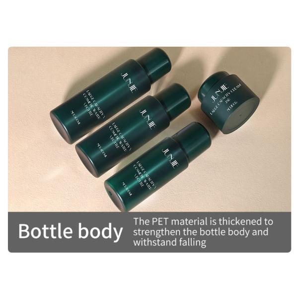 500ml PET Plastic Bottle Green Pump Lotion Bottle Frosted With Bamboo Lid