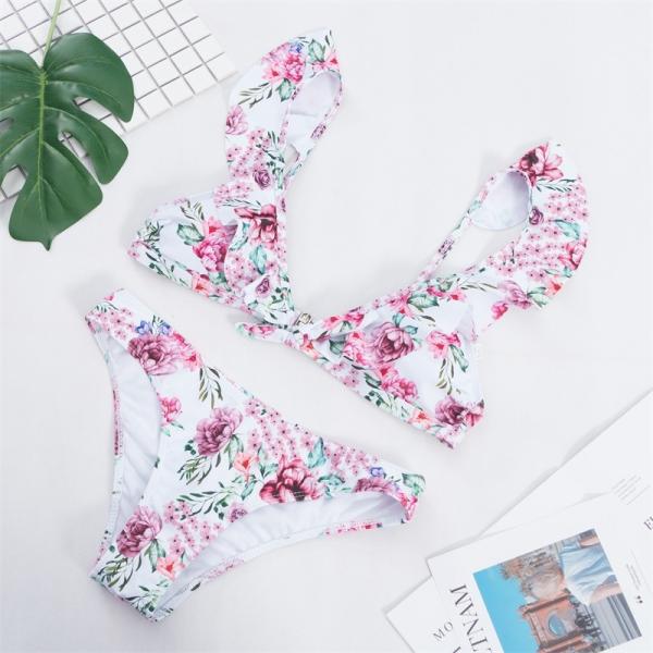Tiered Layer Tie a Knot Front Top With Low waist Bikini swimsuit high cut