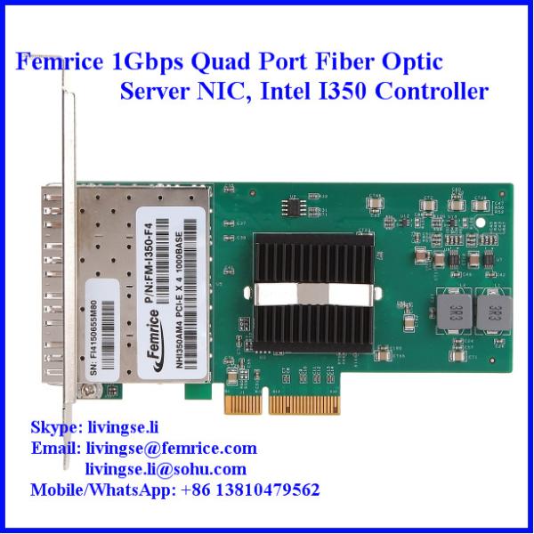 1000Mbps 4 Ports Gigabit Ethernet PCI Express x4 Server Adapter, Intel I350-AM4 Controller