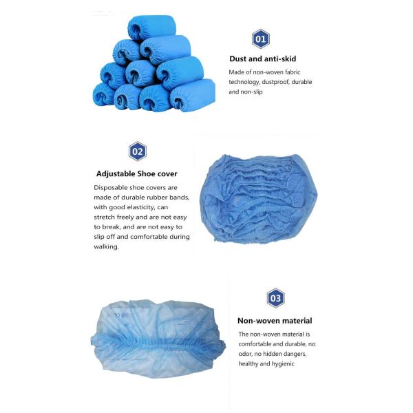 Non Skid Blue Disposable Shoe Covers , Disposable Surgical Shoe Covers