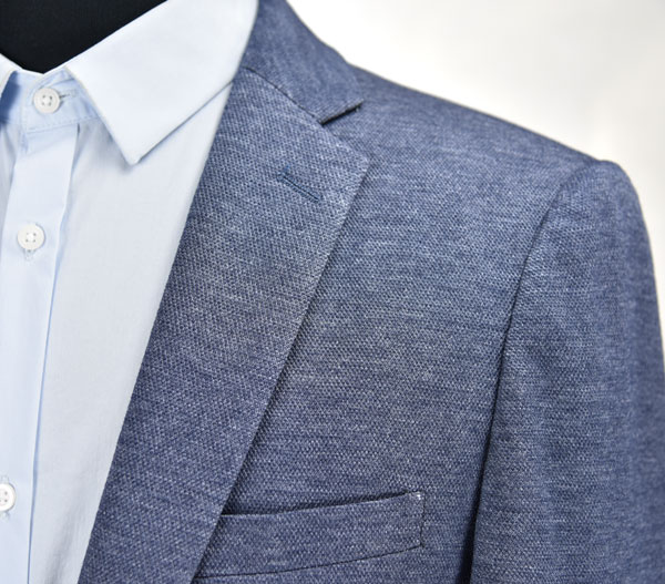 All Cotton Mens Knit Blazer Half Lining Blue Mix Breathable 100% Cotton