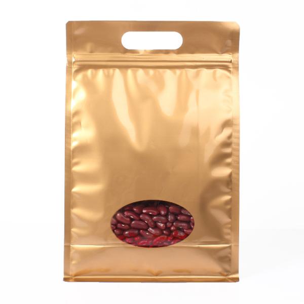 Gold Color Eco-friemdly Plastic Zipper Bag Stand Up Waterproof Ziplock Bags