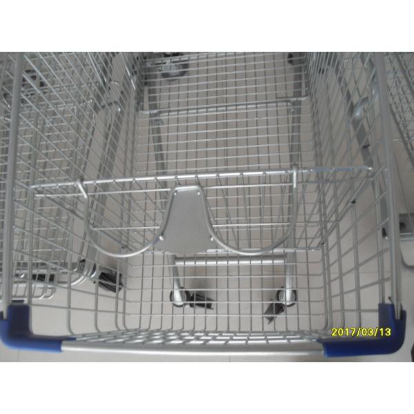 Large Capacity 4 Wheel Supermarket Shopping Trolley With Red Handle