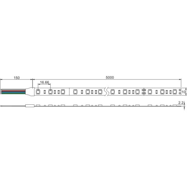 weatherproof flexible LED light strip with 5050SMD RGB LEDs, 30/60leds per meter, 12VDC op