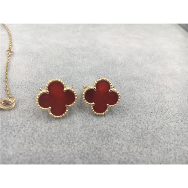 Van Cleef Arpels Vintage Alhambra earrings 18k yellow gold with carnelian