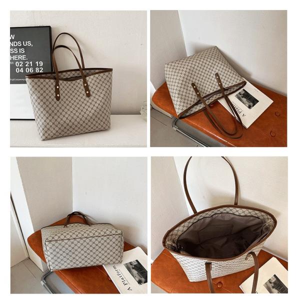 Large Capacity Fashion Printed PU Handbag with Three Handles Crossbody Bag