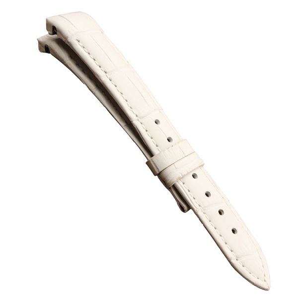 White Top-grain Curved Genuine Leather Strap