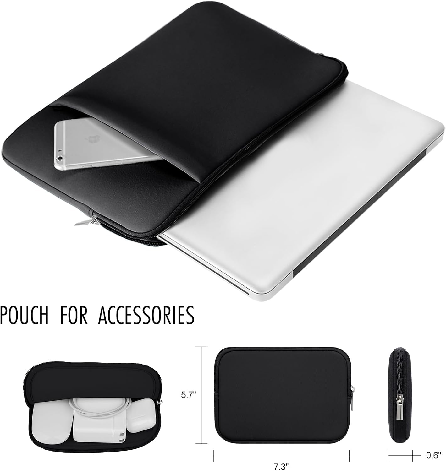 Outdoor Laptop Sleeve Case Protective Soft Padded Carrying Computer Bag with Front Pocket & Accessories Pouch LBX1217-2