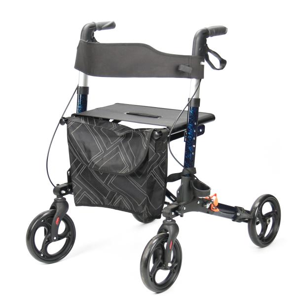 Supermarket Mobility Walking Aids Convenient Push Cart With Seat Basket