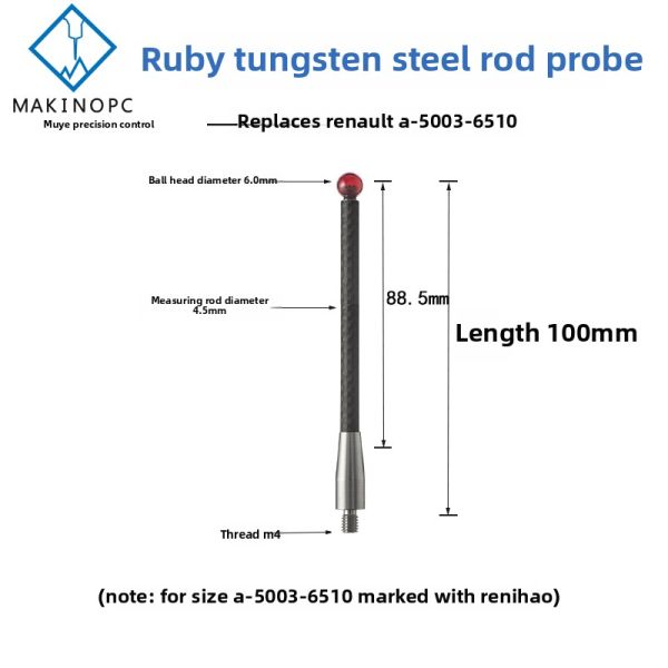 Makinopc CNC Machine Tool Probe Head with M4 Thread New Condition Domestic Steel 3D Ruby Core Engine Component 3 Months Warranty