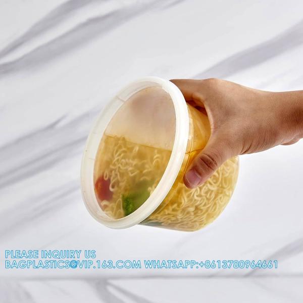 16oz. Plastic Deli Food Storage Containers With Plastic Lids, Disposable Togo Containers For Soup, Meal Prep