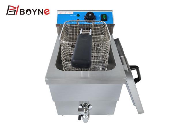 SS201 Commercial Kitchen Cooking Equipment 12 Liter 1 Tank Electric Deep Fryer