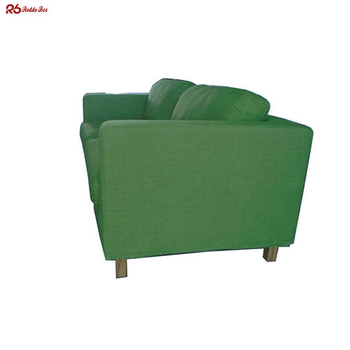 Linen Slipcovered Sectional Green Upholstered Sofa Wood Frame For Hotel Room