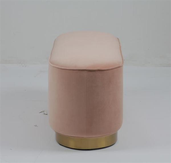 Modern Velvet Fabric Ottoman Bench Bedroom With Golden Trim