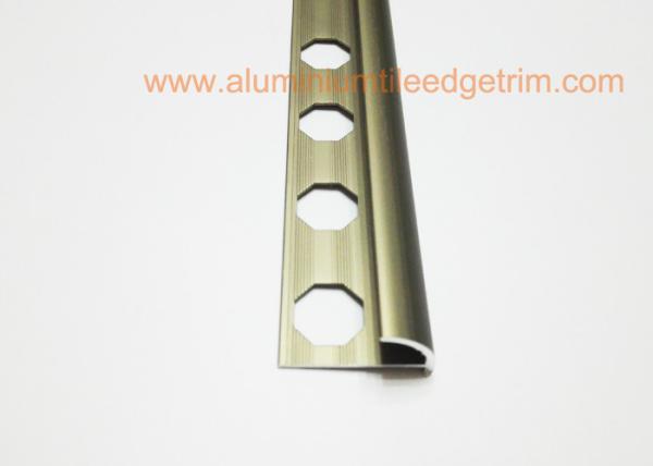 Smooth Aluminium Tile Edge Trim , Protection Metal Edging Strip Matt Bronze Half Round