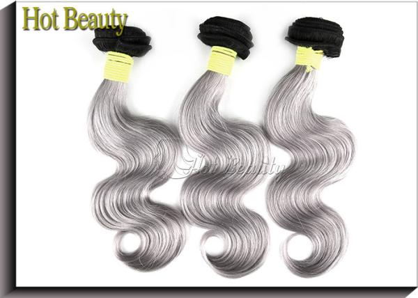 Unprocessed Brazilian Virgin Hair Body Wave Grey Remy Human Hair Weave Full Ends