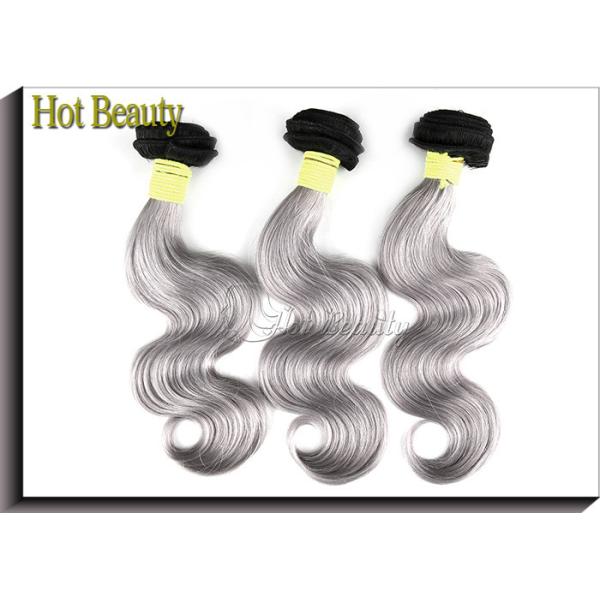 Double Weft 20 inch Brazilian Human Hair Extensions Grey Color No Shedding