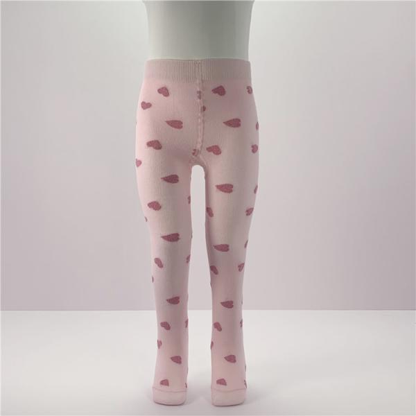 Comfortable Baby Girls Tights in Breathable Cotton with Pink Hearts