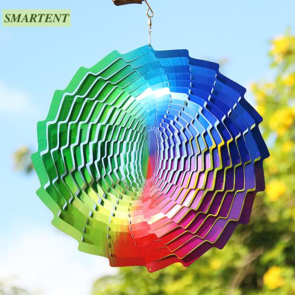 Multi girador de aço impresso UV colorido do vento do jardim 30*30cm