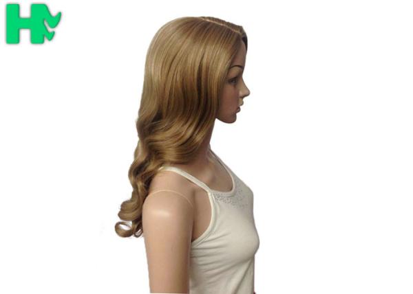 Deep Wave Long Synthetic Wigs Dark Blonde Lustrous With Highlight