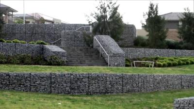 o PVC dobro da rede de arame da torção de 80x100mm revestiu o saco de Gabion