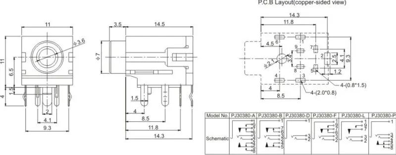 Телефонное гнездо Pin SMD 3 стерео, тип наушник Джек соединителя телефона 3.5mm