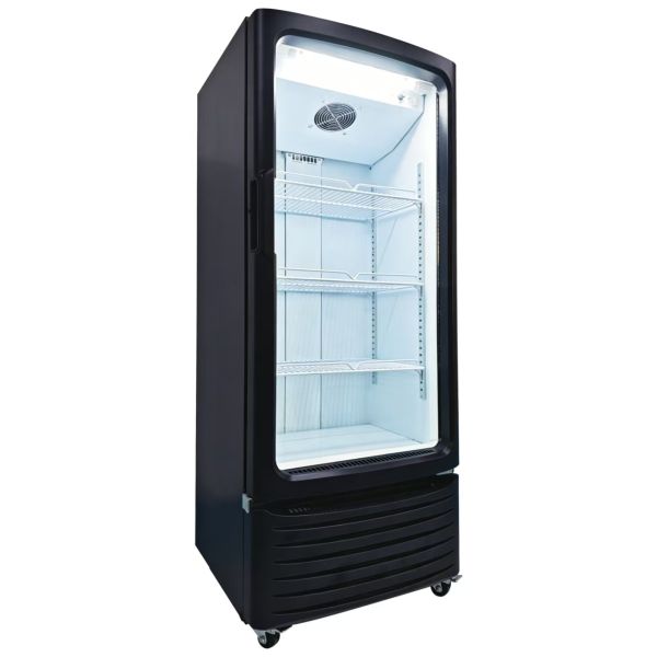 Supermarket Single Glass Door Commercial Display Cooler Upright Chiller Fan-Cooling Beverage Refrigeration Equipment