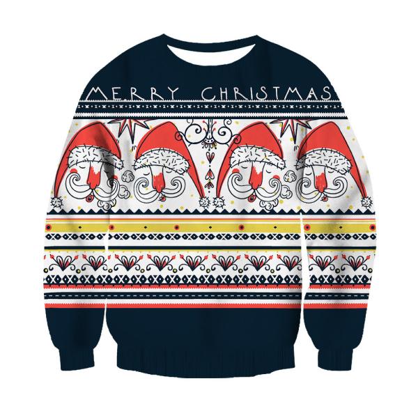 Men's 3D Digital Printing Christmas Long-sleeved Men's Women's Round Neck Sweatshirt
