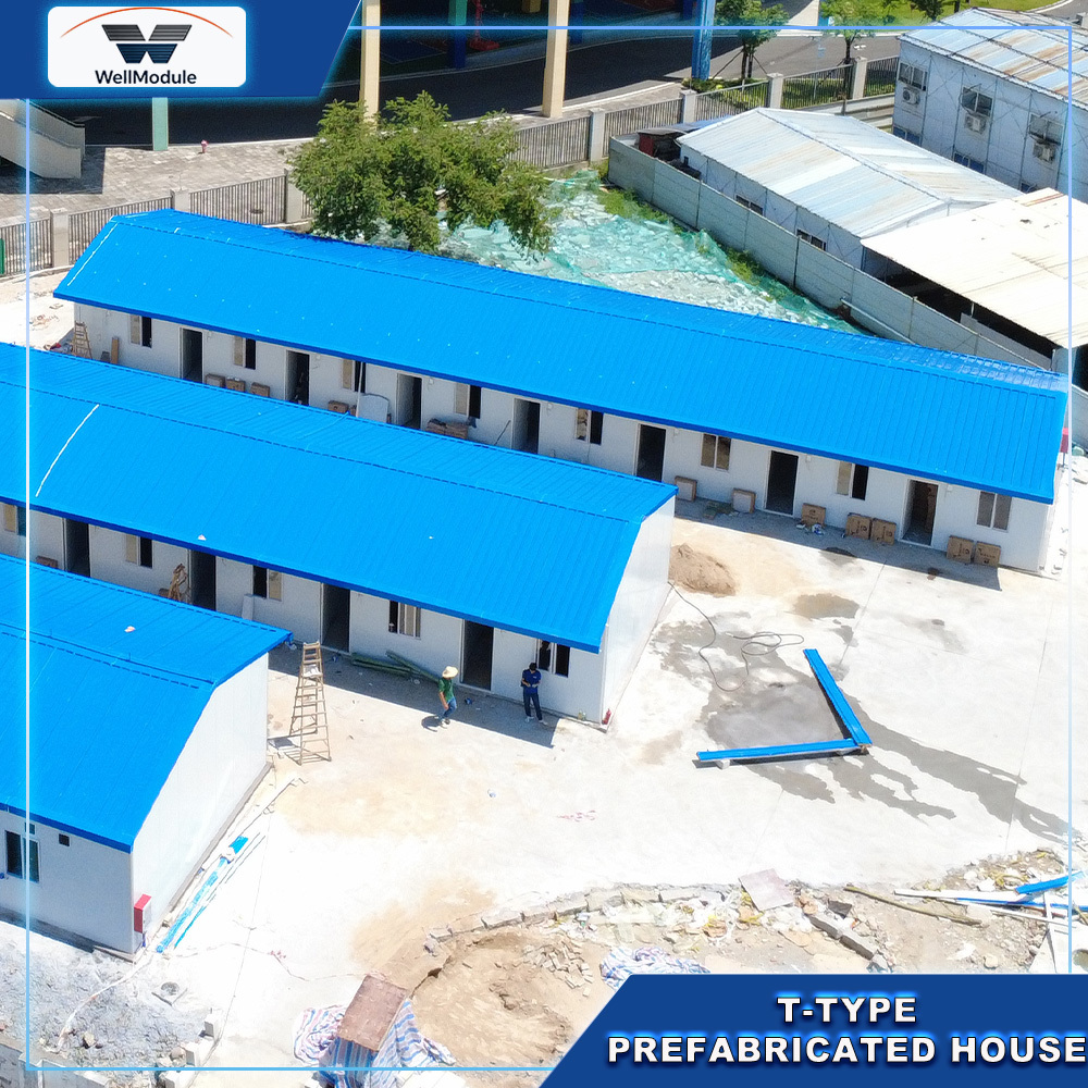 Fast Installation T Type Modular House System for Temporary Living Facilities, Construction Camps and Workforce Housing Solutions