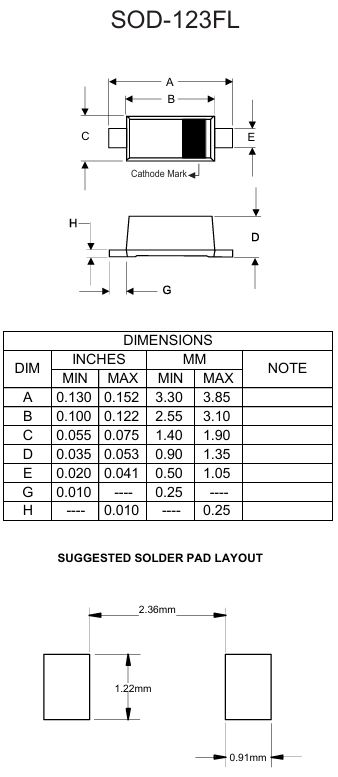 SM4004PL-TP 400V 1A General Purpose Diode Low VF 1.1V Low Leakage 5µA High Surge 30A SOD-123FL -65°C to 175°C RoHS Compliant for Power Supplies and LED Lighting