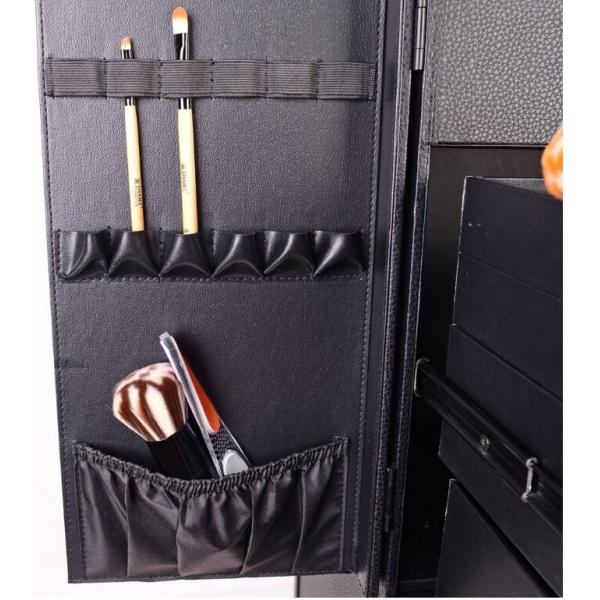 Professional Rolling Studio Makeup Case With Lights Collapsible Compartments