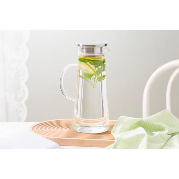 1350ml Glass Water Pitcher With Filter Transparent Heat Resistant Glass Carafe