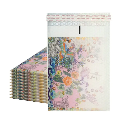 Decorative Floral Bird Pattern Waterproof Self-Sealing Bubble Mailing Bag For Packaging