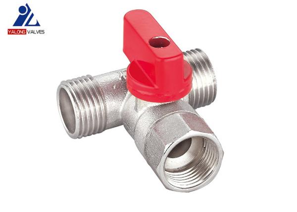 25 Bar ISO9001 Brass Mini Ball Valve DIN259 3 Way Ball Valve T Port