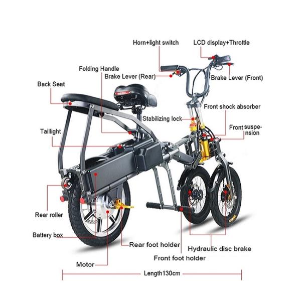 Lightweight 3 Wheel Electric Scooter With Seat For Adults Foldable 48V