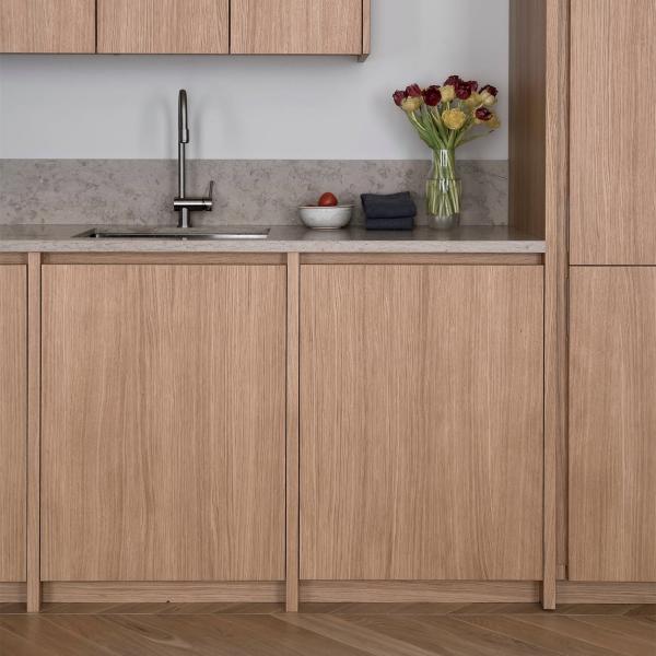 Modern Wood Pantry Storage Cabinet Matt Finish Wood Grain Timber Veneer Kitchen
